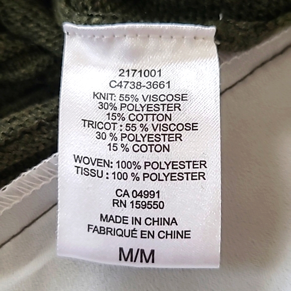 Hilary Radley Military Green V-Neck Pullover Long Sleeves Knitted Top, Size M - Picture 9 of 11